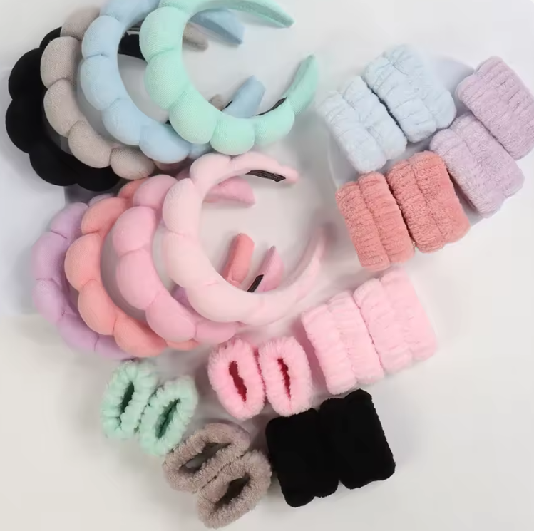 Soft Plush Skincare Headband & Wristband Set